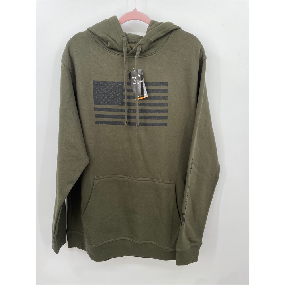True Timber Hoodie Mens‎ Large Green American Flag Sweatshirt